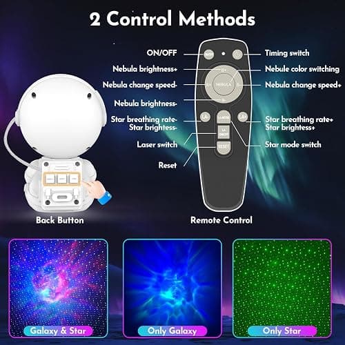 JIWYJOT Astronaut Galaxy Projector for Bedroom Decor, Birthday Gifts for Adults Teen Girl Gifts Ambient Lighting, Ceiling Space Star Night Light Projector for Kids Room Decor Aesthetic thumbnail 8