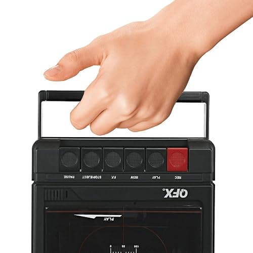 QFX RETRO-39 Portable Shoebox Cassette Tape Recorder – USB to Cassette Recording, Built-in Microphone, 3.5" Bluetooth Speaker, FM Radio, MP3 Playback, Line-in/Out, AC/Battery Powered thumbnail 11