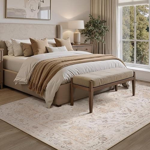 PADOOR-Vintage Area Rug 5X7 Rugs for Living Room-Soft Beige Rugs for Bedroom-Machine Washable Rugs Non Slip Carpet-Rug for Dining Room Living Room Bedside Office thumbnail 4