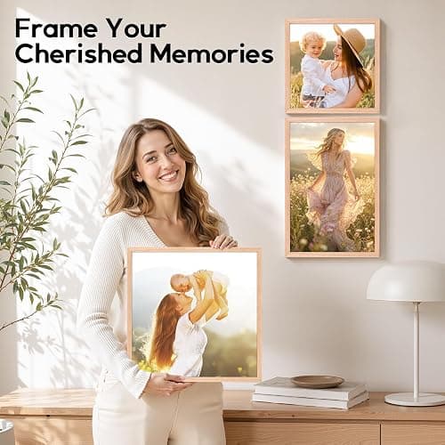 ATOBART 8x10 Solid Oak Wood Picture Frames, 6 Pack | Natural solid oak frames with polished real glass, horizontal & vertical wall mounting and tabletop display for home decor thumbnail 4