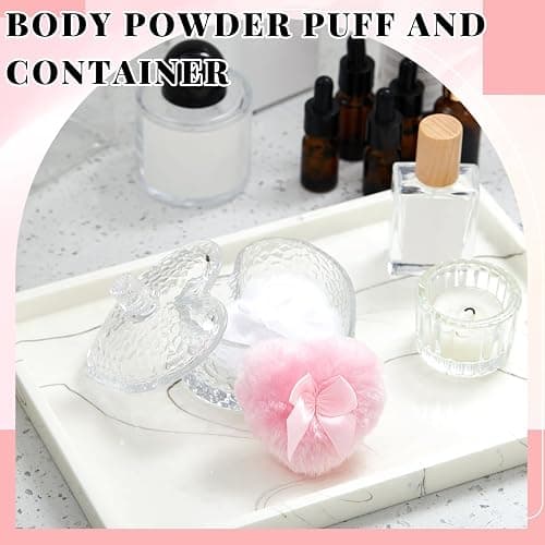 Tioncy 3 Pcs Large Body Powder Puff and Container Valentine's Day gift Powder Container with Puff Crystal Case Soft Washable Reusable Velour Face Body Glitter Wet Dry Makeup(Hammered Heart,Clear) thumbnail 4