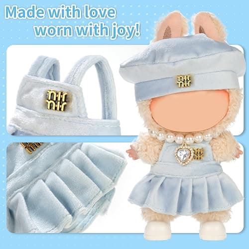 Cute Clothes for LABUBU Doll Design Outfit Blind Mystery Box Accessories Mini Blah Ropa Plush Toy Stuff Dress Overalls Pajamas Hoodie Blue thumbnail 5