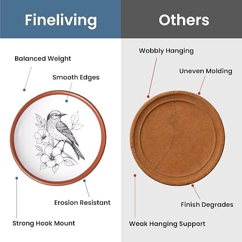 FINE LIVING 8 Inch Hummingbird Wall Art Terracotta Plates Set of 2, Ceramic Wall Hanging Clay Decorative Plates for Boho Decor, Aesthetic Rustic Farmhouse Decor for Living Room, Kitchen & Bedroom thumbnail 7
