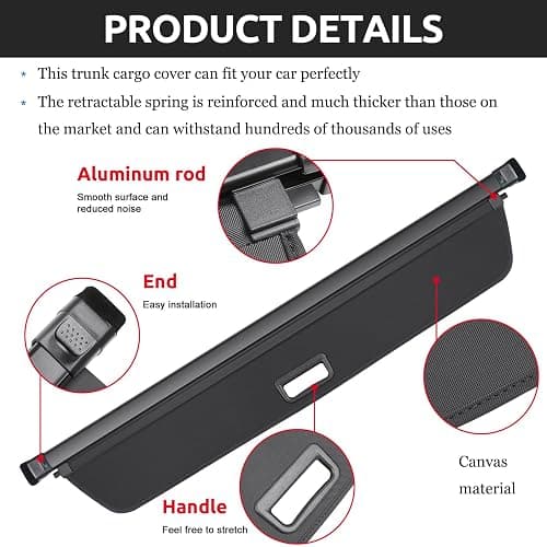 smnuxwm Canvas Cargo Cover for Volkswagen Tiguan 2018 2019-2024,Retractable Trunk Shielding Shade for VW Tiguan Accessories,Cargo Luggage Cover thumbnail 3