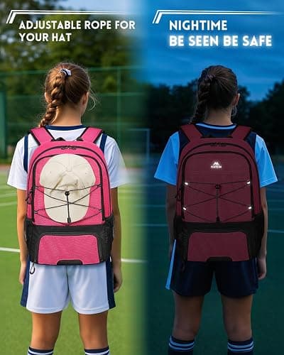 MATEIN Girls Soccer Backpack with Ball Holder, Shoe Compartment, Fence Hook | Large Basketball Bag for Tournament & Game Day, Lightweight Youth Sports Bag Fits 15.6 Inch Laptop, Soccer Team Gifts thumbnail 8