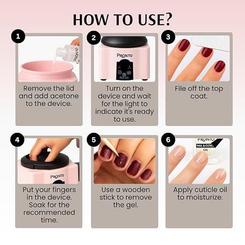 Pronto Electric Nail Soaking Bowl, Nail Steamer for Acrylic, Dip and Gel Removal, Acetone Steamer Nails Soak Off and Nail Polish Remover Machine for Gel Nail Polish Acrylic Steamer Remover, Pink thumbnail 3