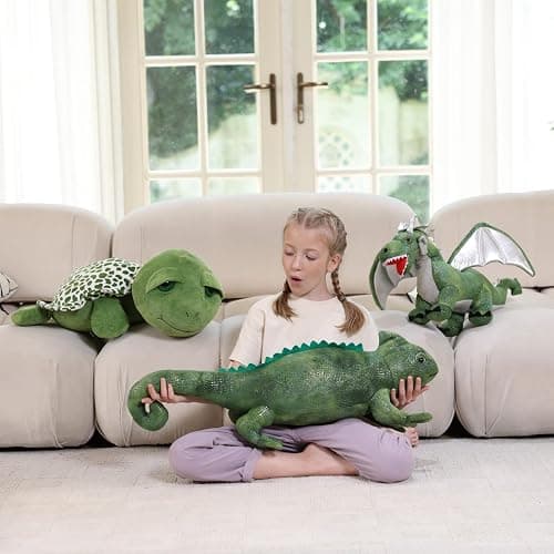 Karister Giant Lizard Stuffed Animal, 31.5 Inch Green Iguana Plush Pillow | Soft Cuddly Reptile Plush; Long Body for Hugs, Lounging & Bedtime Comfort; Birthday & Christmas Gift for Kids & Lizard Lovers thumbnail 6