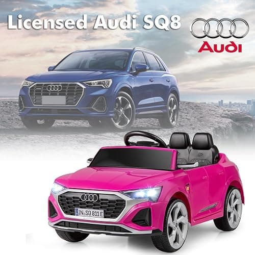 Licensed Audi SQ8 Ride on Car by INFANS, Battery Powered Electric Vehicle for with Remote Control, Adjustable Music, LED Lights, Suspension, Driving Toy Gift for Kids Toddler Age 3+ (Pink) thumbnail 3
