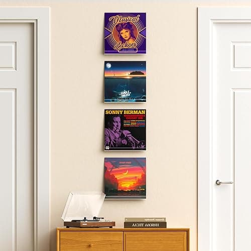 upsimples 4 Pack Vinyl Record Wall Mount Shelves, 12" Vinyl Holder for Album Record Storage & Display, Clear Acrylic Floating Shelves for Wall Decor, Kids Bookshelf, Magazine Rack, Picture Ledge thumbnail 6