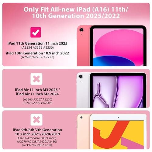 TiMOVO Case for iPad (A16) 11th Generation 11 Inch 2025, iPad 10th Generation Case 10.9 Inch 2022 with Pencil Holder,Slim Protective Cover with Clear Back Shell,Auto Wake/Sleep, Watermelon Pink thumbnail 2