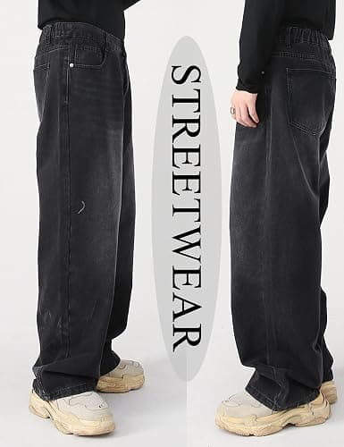 Y2k Baggy Jeans Mens Denim Jeans Wide Leg Pants Hip Hop Skater Jeans Oversized Vintage Streetwear thumbnail 3