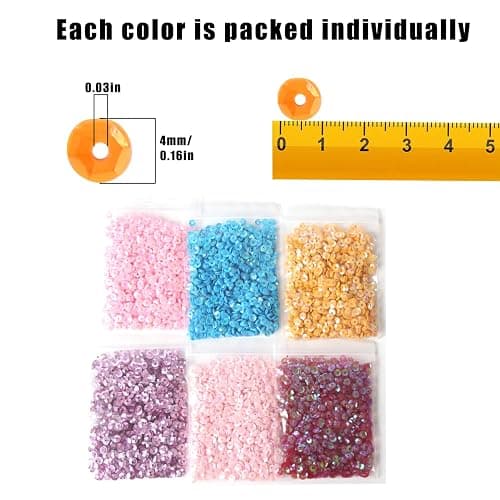 CCINEE 4MM Loose Sequins, Bulk 30 Assorted Color 25000PCS Rainbow Round Cup Sequins Embroidery Spangles with Holes for Sewing Craft Nails Decorations Art DIY thumbnail 3