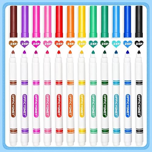 Officygnet 288 Count Washable Markers Bulk, Coloring Markers for Kids, Thin Marker Bulk in 12 Assorted Colors, Fine Line Marker with Conical Tip,Back to School Supplies, Teacher Classroom Must Haves thumbnail 4