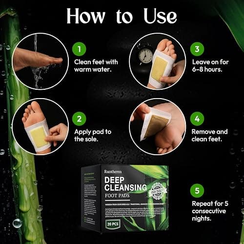 Foot Pads Patches for Deep Cleansing: Bamboo Wood Vinegar Ginger Feet Pads, 14 Packs thumbnail 5