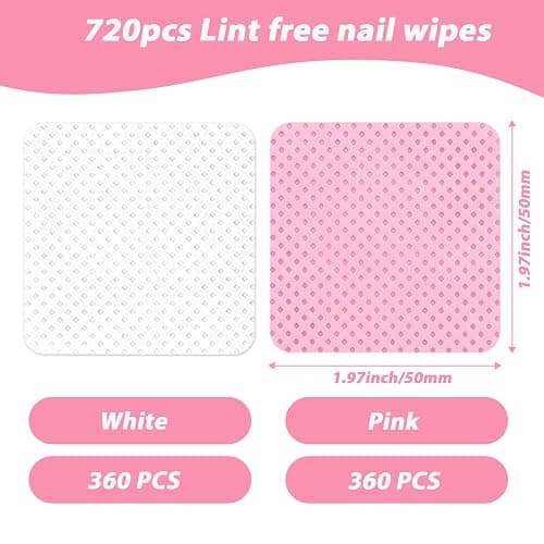 BONXAXK 720Pcs Lint Free Nail Wipes, Polish Remover, No lint Absorbent Soft | Nail Supplies, Naile Glue Wipes, Pads Gel, Non-Woven, for Fingernail Polish Remover Eyelash Extensions Nail Atr thumbnail 2