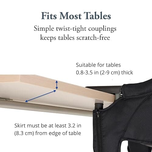 Inglesina Fast Table Chair, Black - Portable Baby High Chair - for Babies & Toddlers up to 37 lbs - Collapsible Design - Fits Tables 0.8'' to 3.5'' Thick - Compact & Easy to Use - Travel Bag Included thumbnail 5