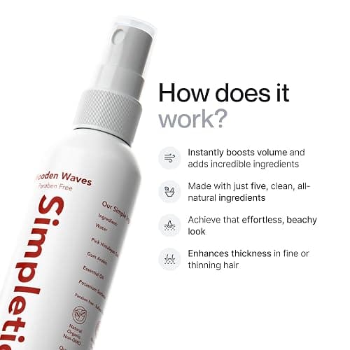 Simpletics Himalayan Sea Salt Hair Spray (Vanilla Scent) – Natural 5-Ingredient Formula for Beach Waves & Volume – Light Hold, Non-Greasy, Paraben & Sulfate Free – Unisex 8 fl oz thumbnail 7
