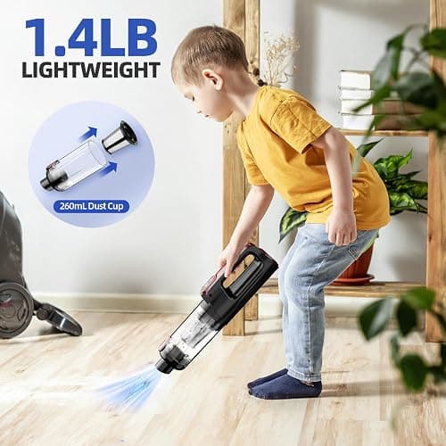 MONOZEL Handheld Vacuum Cleaner, 18000Pa 2 in 1 Cordless Car Vacuum Cleaner&Air Duster, 130W Brushless Motor with 7800mAh Battery, LED Light and Multi-Nozzles, Portable for Home, Car, Office, Pet thumbnail 7