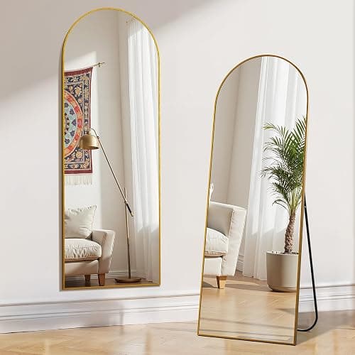 Simple Deluxe Arched Mirror Full Length, 59"x16", Body Wall Mirror with Shatter-Proof Glass, Gold Aluminum Frame, Floor-Standing, Wall-Mounted, Leaning - Gold-arched - 59"L x 16"W thumbnail 4