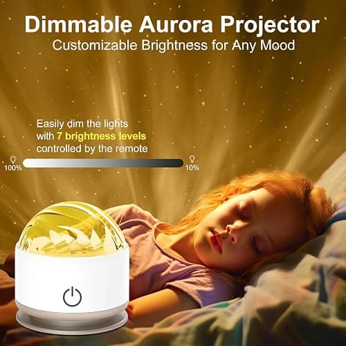 HUMIIEYE Northern Light Projector, Battery Operated Aurora Night Light, 16 Colors Galaxy Lamp Ocean Wave Ceiling Projector Mood Ambient Lighting for Bedroom Party Adults Kids Room Toddler Girl Gift thumbnail 5