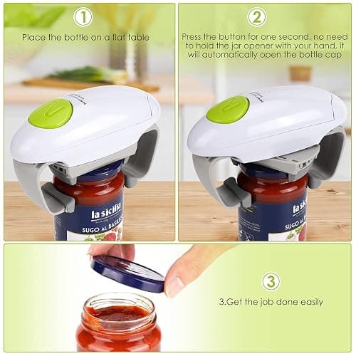 Electric Jar Opener, Kitchen Gadget Strong Tough Automatic Jar Opener For New Sealed Jars,The Hands Free Jar Opener with Less Effort to Open (White) thumbnail 2
