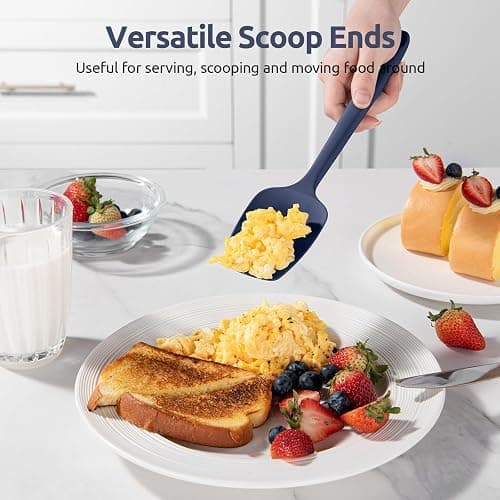 Heat Resistant Silicone Spatula Set: U-Taste 600ºF High Temp Seamless Food Grade Food Grade Flexible Rubber Silicon Kitchen Cooking Mixing Baking Scraper for Nonstick Cookware Set of 4 (Midnight Blue) thumbnail 8