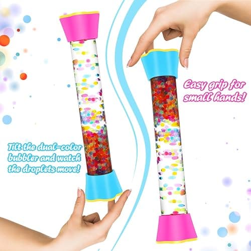 Cucue Sensory Fidget Tubes Set - Calming Toys for Kids - Sensory Tube with Crystal Glitter Bottle, Gravity Spinner, Bubble Drop Spiral Hourglass - Promotes Calmness & Independent Play (Single Pack, 1) thumbnail 3