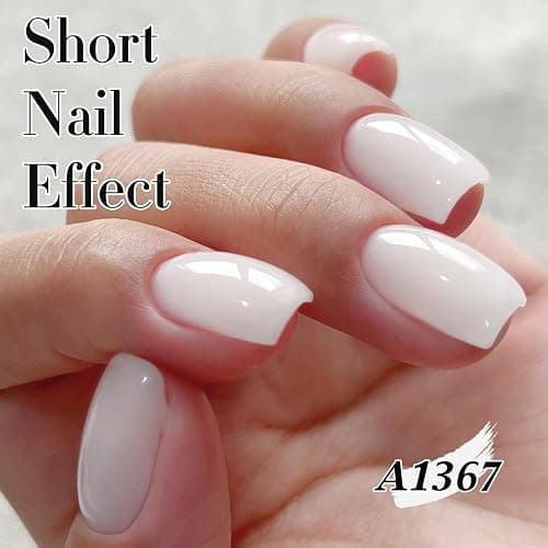 Double Rhythm Translucent Gel Polish Sheer Neutral Natural Light Milky Same Color Same Bottle 15ML Jelly Nail Polish Nail Art DIY at Home (Milky White-A1367) thumbnail 4