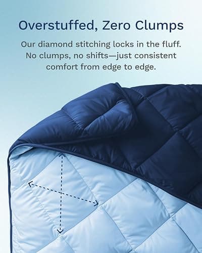 ViscoSoft All Seasons Twin XL Down Alternative Reversible Quilted Comforter - Breathable Premium Extra Long Soft Microfiber Duvet Insert Light Blue/Navy thumbnail 5