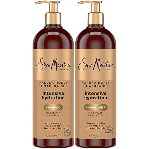 Shea Moisture Shampoo & Conditioner Set – Intensive Hydration Hair Care Formulas with Manuka Honey & Mafura Oil for Extra Dry, Damaged Hair, 24 Oz Ea - Image 1