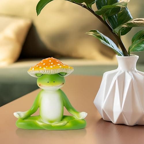 CYjorkbgg Meditation Frog Resin Statue - Yoga Meditation Frog Statue for Desk Living Room Resin Figurine for Home Patio Office Decoration Cute Plant Statues for Tabletop Garden Office Backyard Decor thumbnail 6