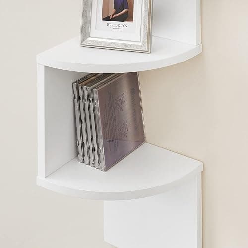 VASAGLE 5-Tier Corner Shelf, Floating Wall Display Shelf | For Plants, CDs, Decorations, Modern, Living Room, Study, Kitchen, Bedroom, Cloud White, CUSTOS Collection LBC72WT thumbnail 6