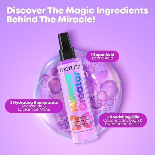 Matrix Miracle Creator Leave-In Conditioner Spray| Moisturizing, Detangling, Frizz Control Treatment| Heat Protectant| Natural, Curly, Damaged Hair| Sulfate Free - 6.8 Fl Oz (Pack of 1) thumbnail 6