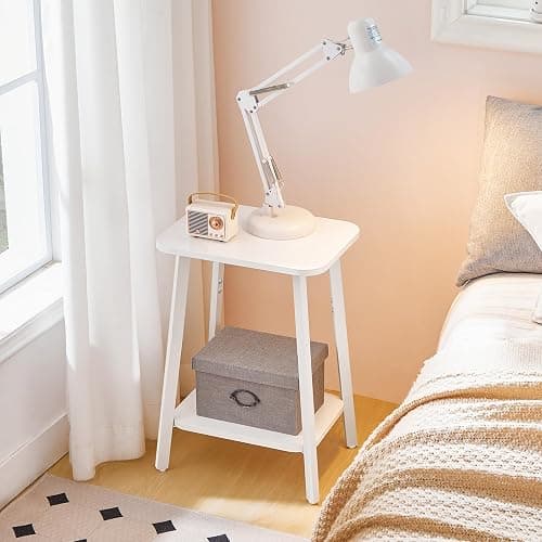 MAHANCRIS Side Table, Small Rectangular End Table with Storage Shelf, 2-Tier Bedside Table Sofa Couch Table, Nightstand for Small Spaces, Living Room, Bedroom, White ETWT4701 thumbnail 5