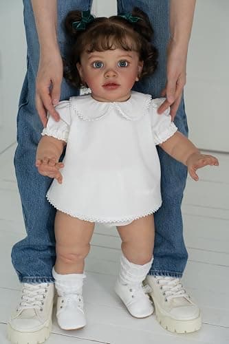 Anano 26 Inch Big Size Realistic Reborn Girl Dolls Pippa Lifelike Newborn Baby Dolls Real Baby Toddler Doll That Looking Real Soft Cloth Body With Hair For Kids thumbnail 3