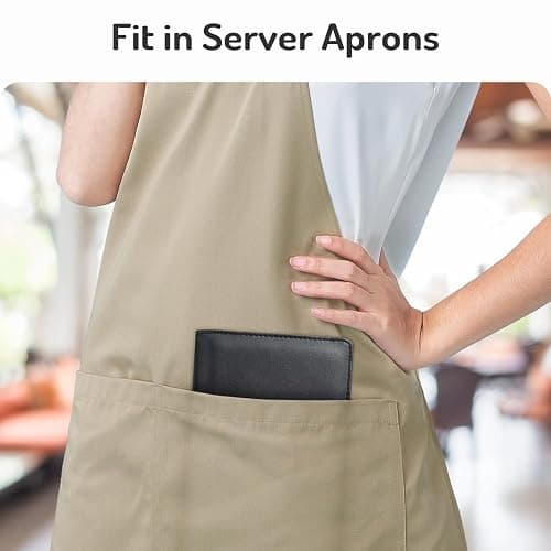 Server Book with 2 Zipper Pockets, Leather Server Books for Waitress, Waiter Book, Sturdy Waitress Book with Money Pocket and Zipper, Servers Book Waitress Accessories Server Apron, Leopard Print thumbnail 6