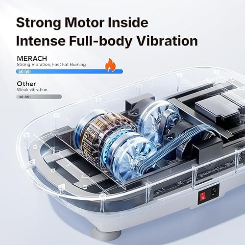 MERACH Vibration Plate Exercise Machine, Curved Vibration Plate for Lymphatic Drainage Weight Loss, Vibrating Plate with Real-Time Calorie Tracking on LED Display, Workout Equipment for Home Women Men thumbnail 7