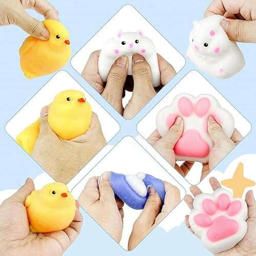 Taba Toys Pack,Fufu Toys Kit,Include 1 Big Taba Cat Paws & Chick Squishy,1 Chick & Cat Paws,2 Hamster Squishy,Stress Relief Toy,Squeeze Toys,Cute Stuff for Girls,Boys, Kids and Adults - 6Pcs Taba Pack(Big) thumbnail 3