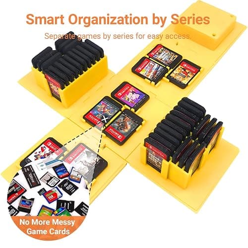 QUBAMG Switch 2 Game Case Compatible with Nintendo Switch 2 & Switch & Oled & Lite Cartridges, 41 Slots Foldable Switch Game Holder Portable Cute Game Card Storage Box Cube, Retro Gift Yellow thumbnail 5