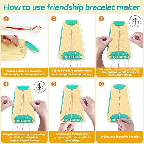 Arts and Crafts for Kids Ages 8-12,Friendship Bracelet Making Kit for Girl,Kids Jewelry Making Kit with 28 Pre-Cut Threads,Christmas Birthday Gifts for Ages 6 7 8 9 10 11 12 Year Old (Cyan) thumbnail 6