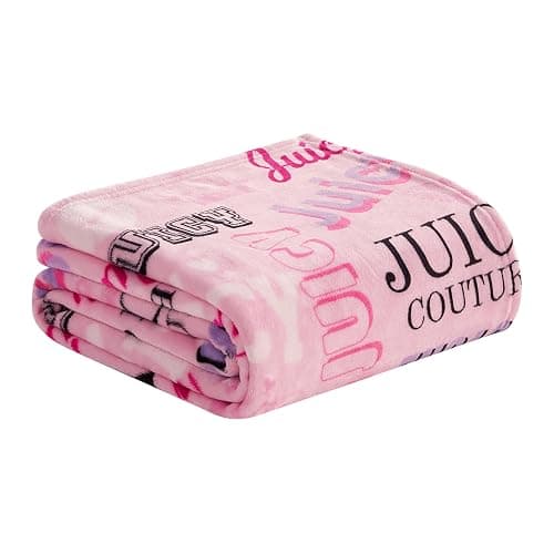 Juicy Couture Icon Collage 50" x 70" Plush Throw Blanket, Pink - Decorative Blankets for Sofas, Throws for Chairs, and Beds thumbnail 5