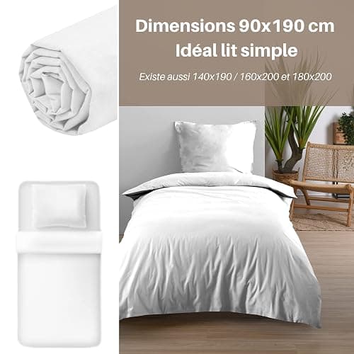 Lovely CASA - Drap Housse -Taille 90x190 cm Grand Bonnet 30 cm -100% Coton certifié Oeko-Tex - Couleur Blanc -Modèle Eden - Linge de Lit pour Maison - Doux et Confortable pour Nid Douillet thumbnail 6