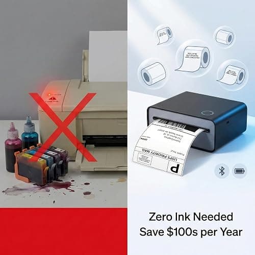 Zeturn 4x6 Thermal Shipping Label Printer - Wireless Bluetooth, Rechargeable Battery, No Ink Needed - for iPhone, Android, Home thumbnail 3