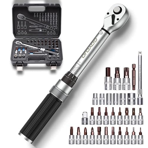 GOYOJO 32-Piece Torque Wrench Set, Chrome Vanadium Steel, 2-24 N.m - Includes 1/4" & 3/8" Sockets, T10-T40, M5-M8, H2-H8, PH1-PH3 Bits, 1/4" 4-Inch Extension - Versatile for Automotive, Cycling & DIY - Image 1