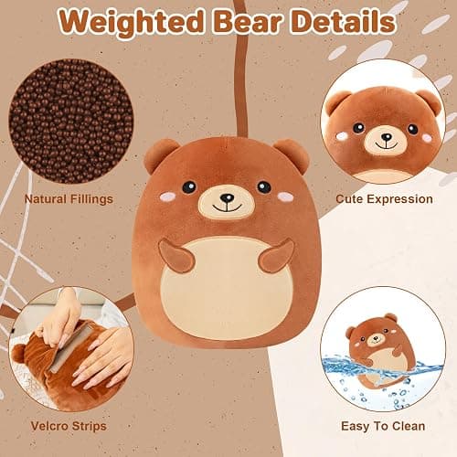 Finebee Bear Microwavable Heating Pad for Period Cramps, Cute Bear Plush, Weighted Stuffed Animal Warm Gifts for Kids Adults 10 Inch, 1.2 Lbs thumbnail 6