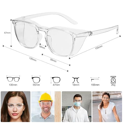 Safety Glasses for Women Anti Fog Safety Goggles Blue Light Blocking Nurse Eye Protection With Side For Men thumbnail 2