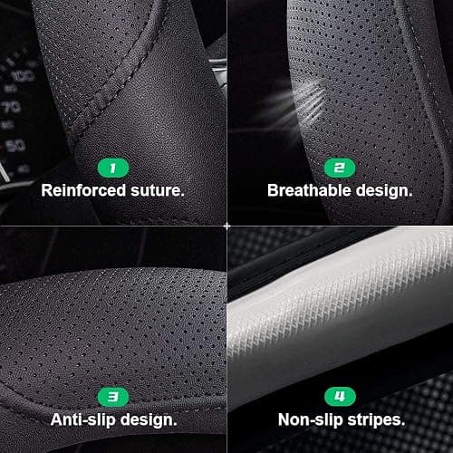 Xizopucy Car Steering Wheel Cover,14.5-15 Inch Black Universal Microfiber Leather Covers Breathable Anti-Slip Odorless Steering Wheels Accessories for Men Women thumbnail 4