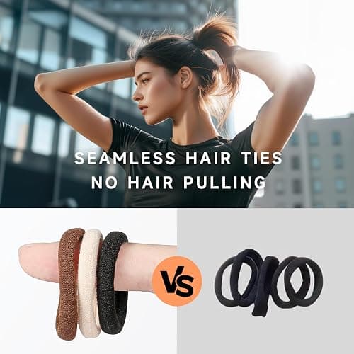 YIMEIS 200 PCS Thick Seamless Hair Ties for Women - Seamless, Ouchless Ponytail Holders - Hair Bands Accessories for Thick Hair (4 Colors) thumbnail 3