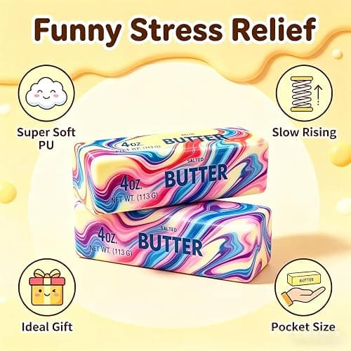 2 Packs Slow Rising Butter Squishy, Squishies Butter Squeeze Toys Pack Sensory Stress Relief Soft & Stretchy Fidget Toy for Party Favors Squishy Butter thumbnail 5