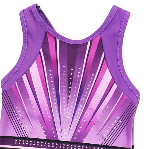 MODAFANS Gymnastics Leotards for Girls With Shorts Tumbling Dance Combined Racerback Activewear 4-13Years - 12-13 Years - Purple-black Diamond Set thumbnail 4